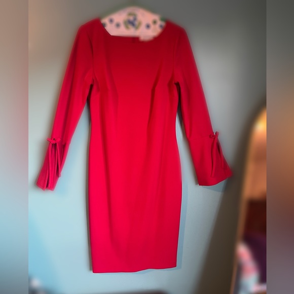 Calvin Klein Crepe Bell Sleeve Sheath Dress - Picture 5 of 6